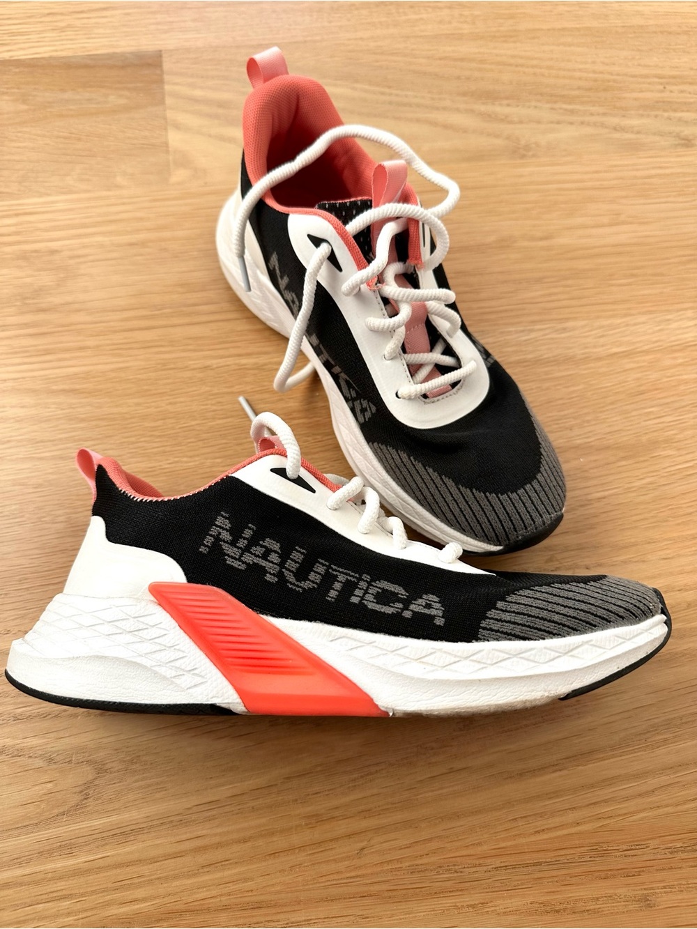 Nautica Black, White & Coral Athletic Sneakers